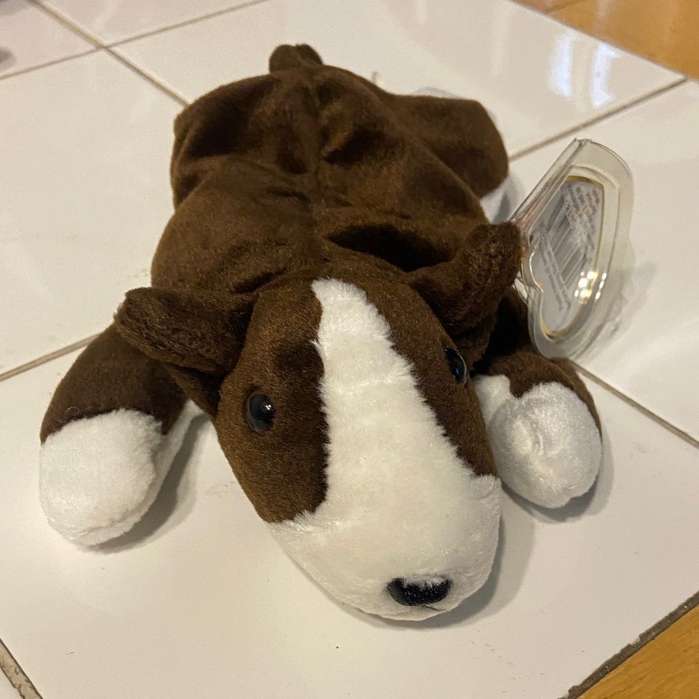Ty Beanie Baby Bruno Brown and White Dog Plush Toy, 1NN